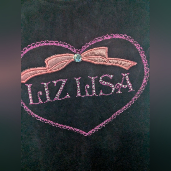 Velvet LIZ LISA sleeveless top with rhinestones and ribbon - Picture 3 of 5